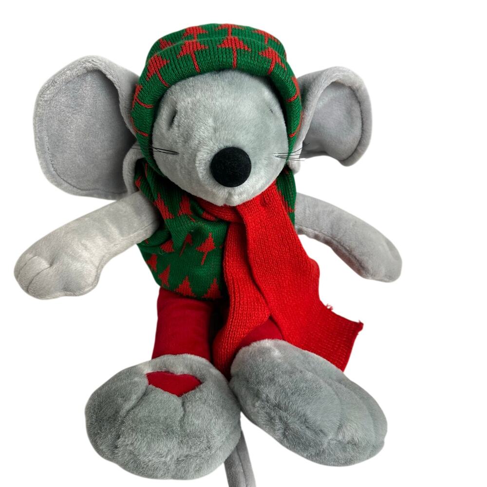Vintage Commonwealth 16'' Toy Christmas Mouse Musical 1990 Plush Stuffed Animal